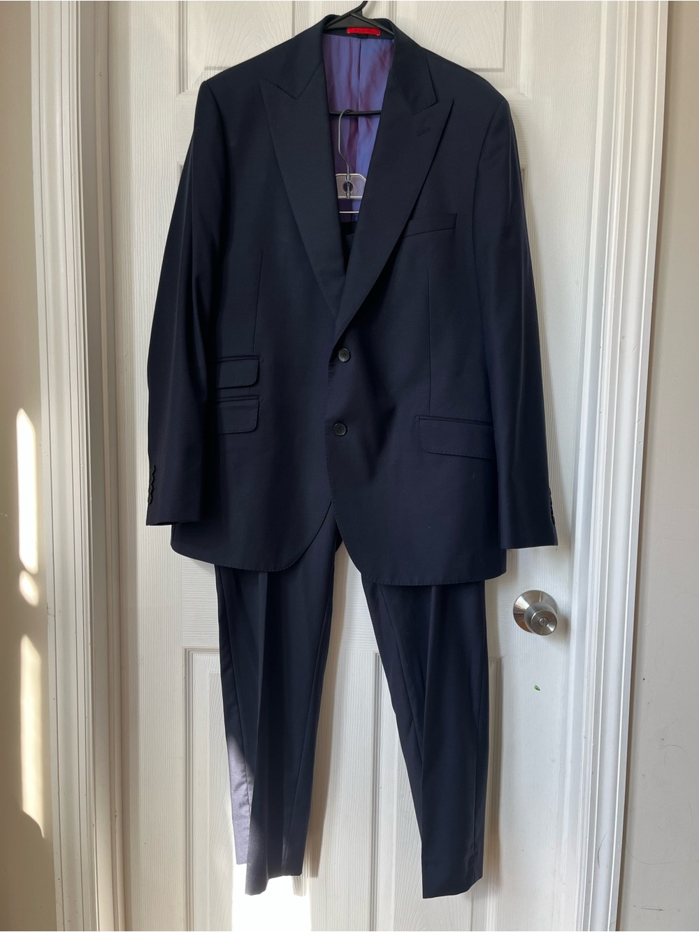 Bartorelli napoli Men's Navy Blue cashmere wool Two-Piece Blazer pants suit set